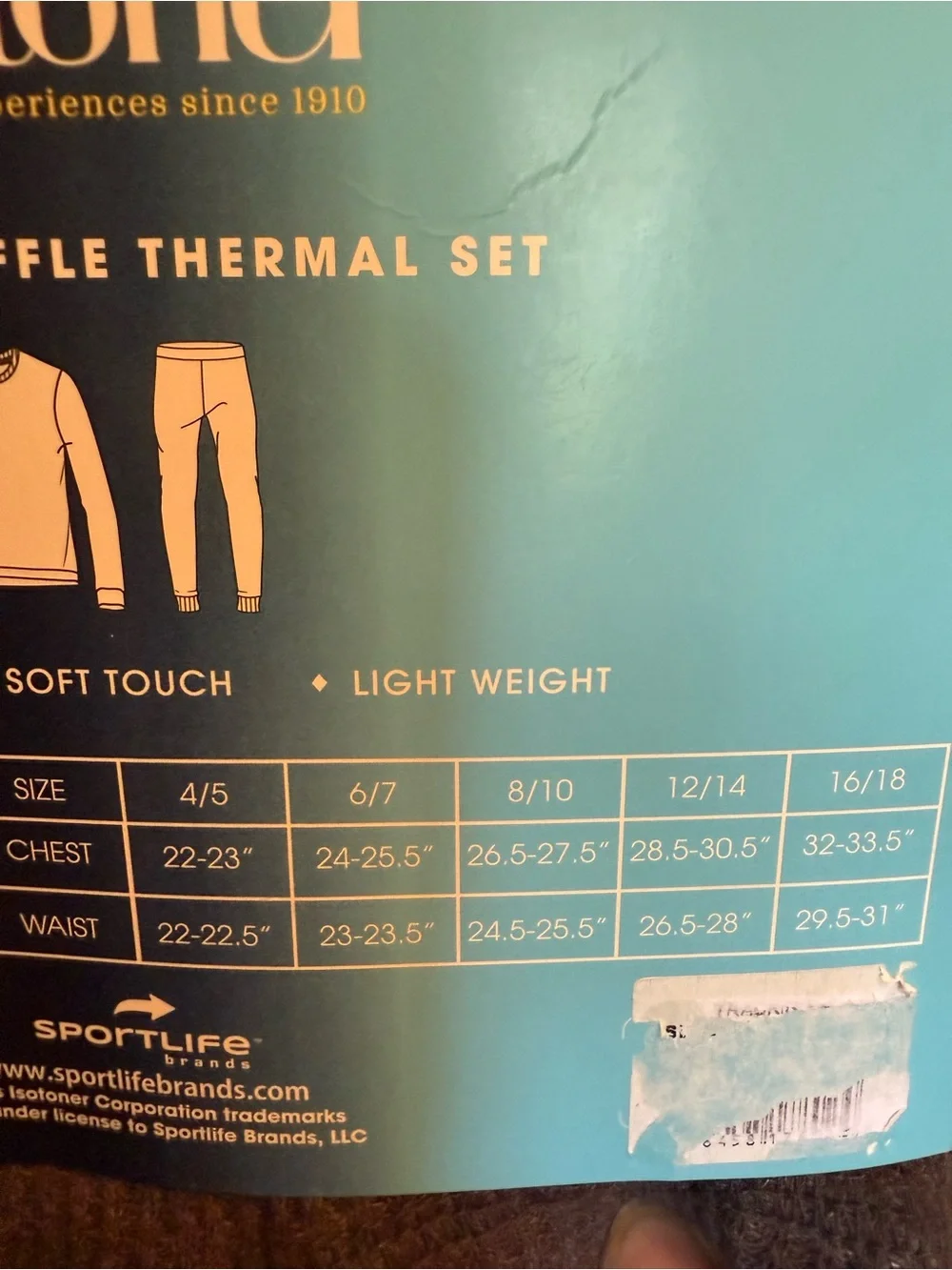 Isotoner Boys 12/14 Waffle Thermal Top and Bottom Set in Charcoal grey